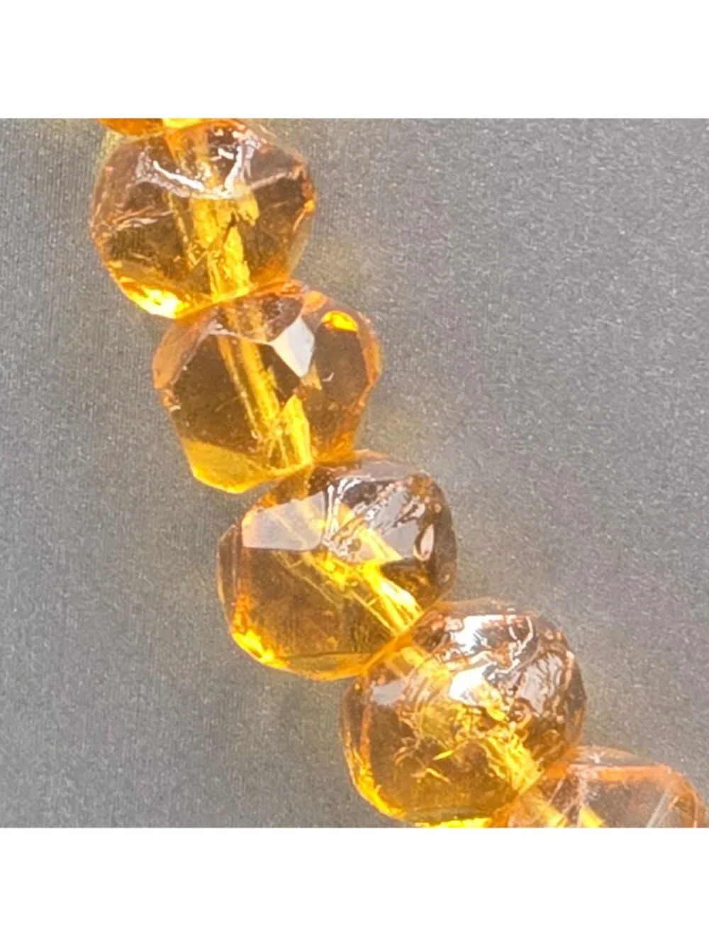 Art Deco Citrine Crystal Necklace Vintage Graduated Cut Bohemian Glass Bead Stat - Picture 5 of 16